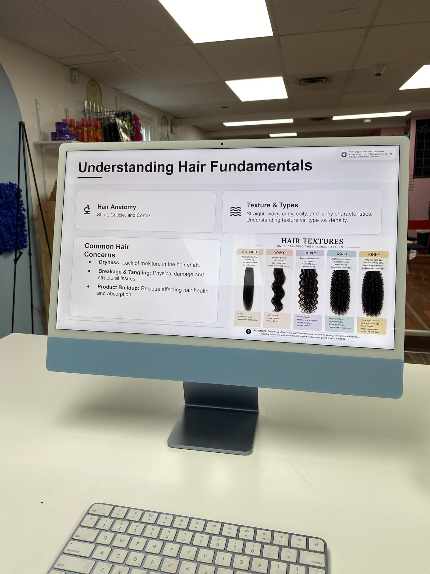 Hair fundamentals lesson on screen
