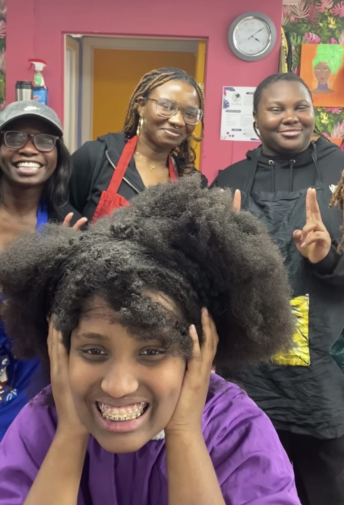 Group of students smiling in the studio